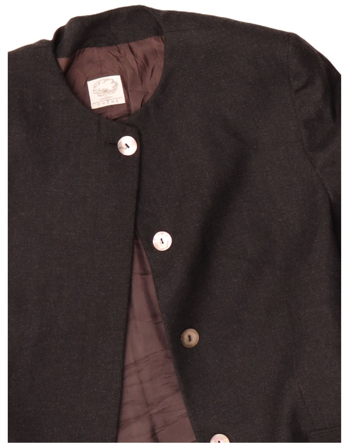 Vintage ženska dugačka jakna sako s 4 gumba IT 48 XL siva vuna