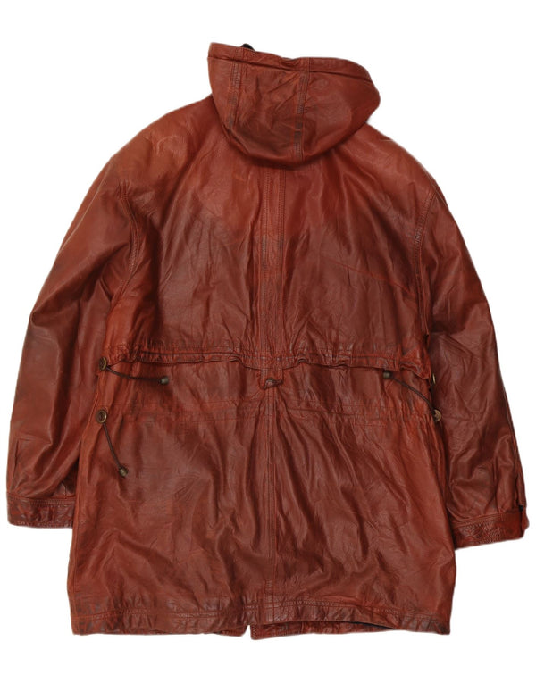 Giamax muški kožni kaput s kapuljačom UK 40 Large Brown