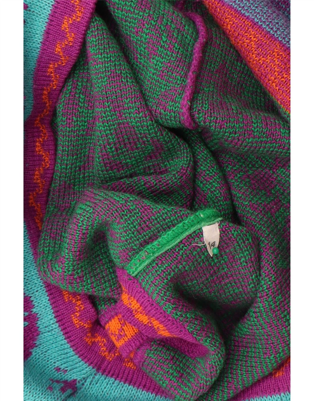 VINTAGE ženski kardigan pulover UK 14 Srednje zelena cvjetna vuna