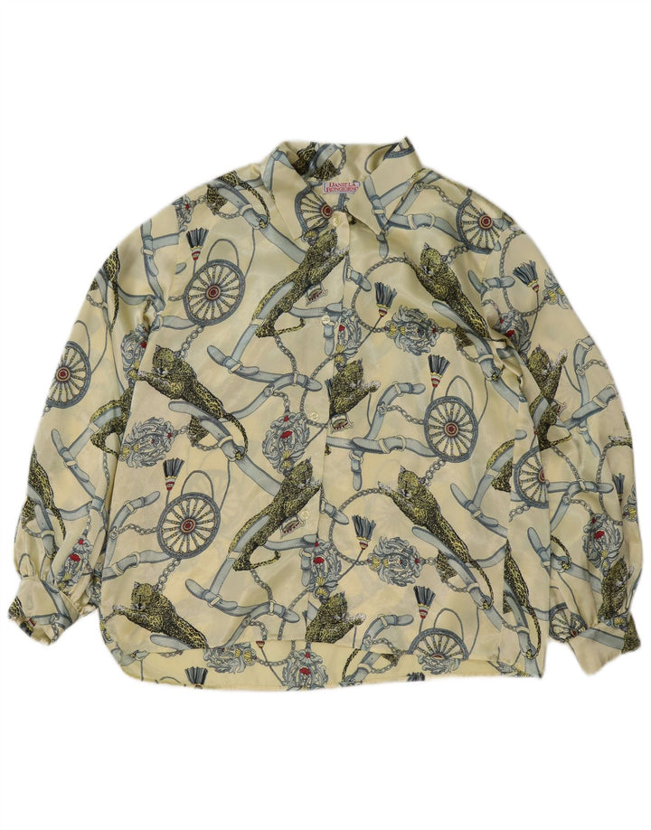 Vintage ženska grafička košulja bluza IT 48 XL žuti poliester