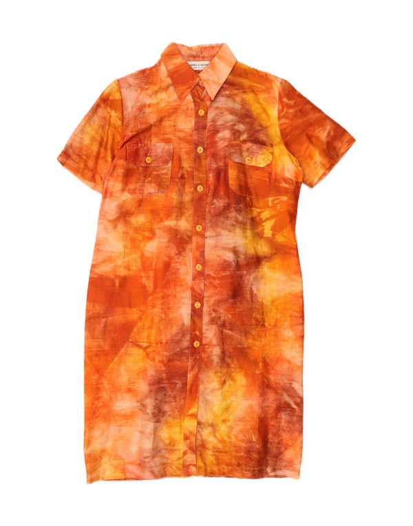 Daniel & Mayer Womens Shirt Dress IT 46 Large Orange Tie Dye Silk