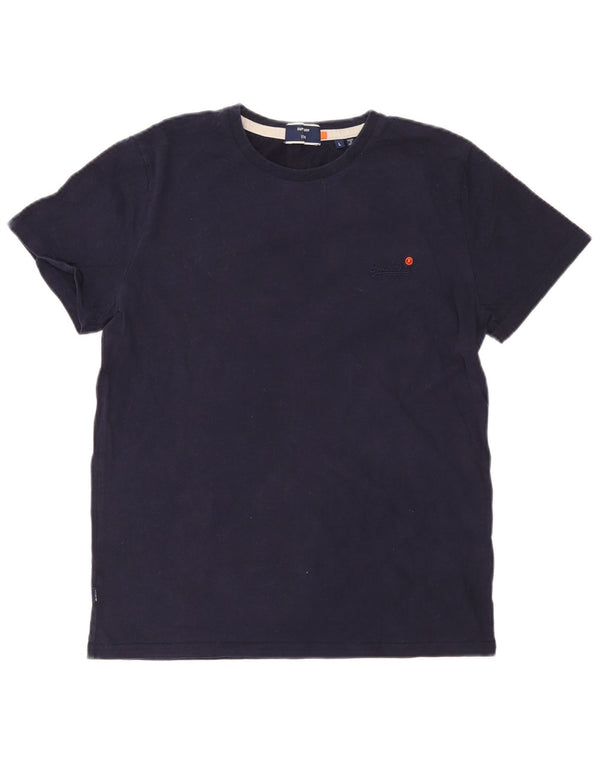 Superdry ženska majica kratkih rukava UK 16 Veliki tamnoplavi pamuk