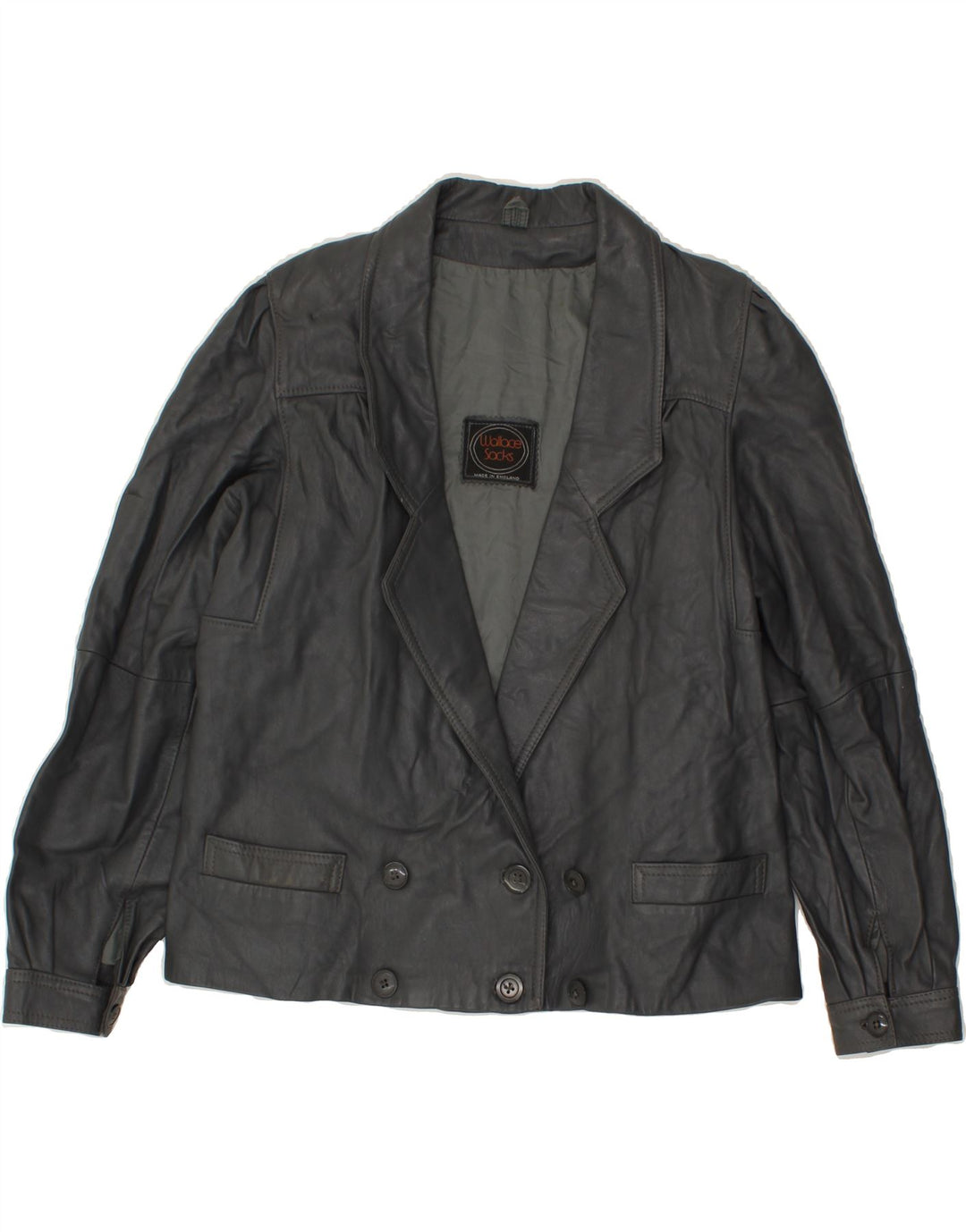 VINTAGE Womens Leather Jacket UK 14 Large Grey Leather Vintage Vintage and Second-Hand Vintage from Messina Hembry 