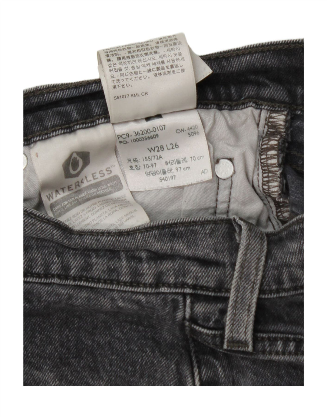 LEVI'S ženske 501 ravne traperice W28 L26 crni pamuk