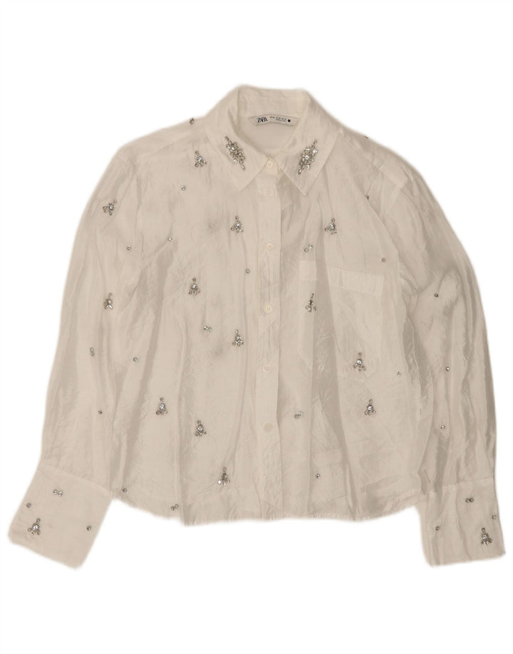 ZARA ženska prevelika košulja bluza UK 6 XS bijela