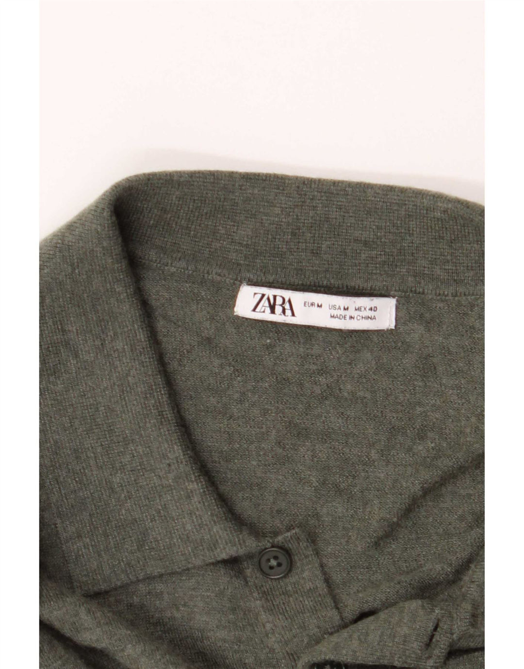 Zara muški džemper s polo ovratnikom srednje boje kaki boje