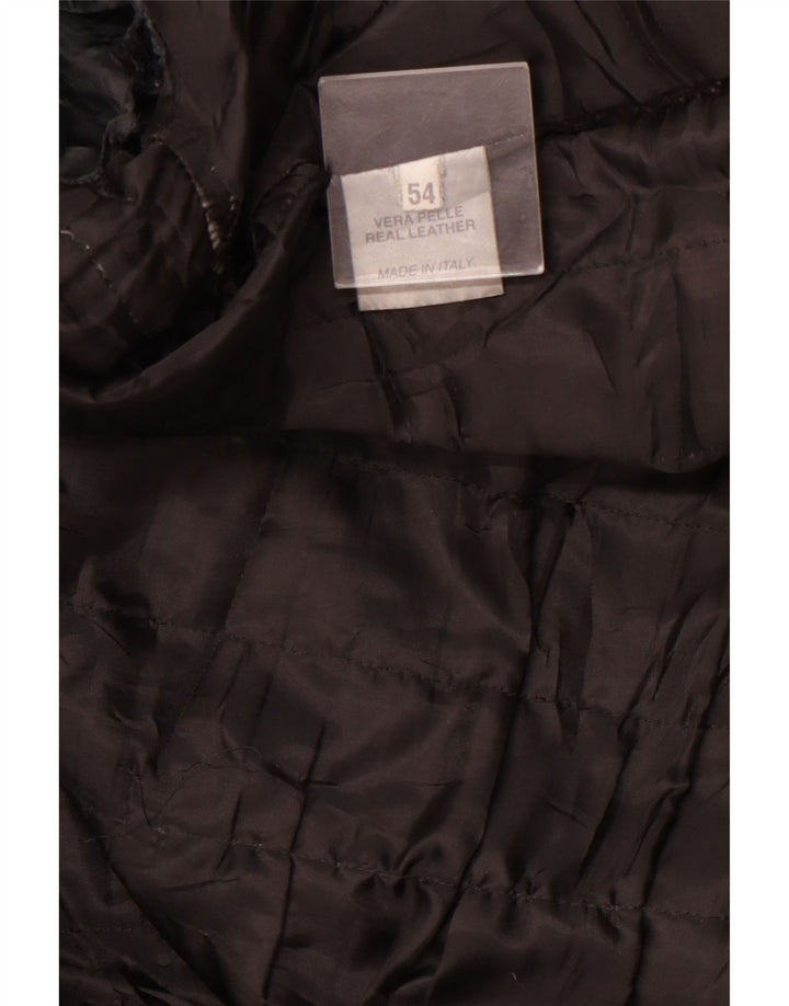 VINTAGE muška kožna trkaća jakna IT 54 2XL crna koža