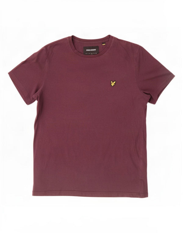 Lyle & Scott Mens T-Shirt Top Large Maroon Cotton