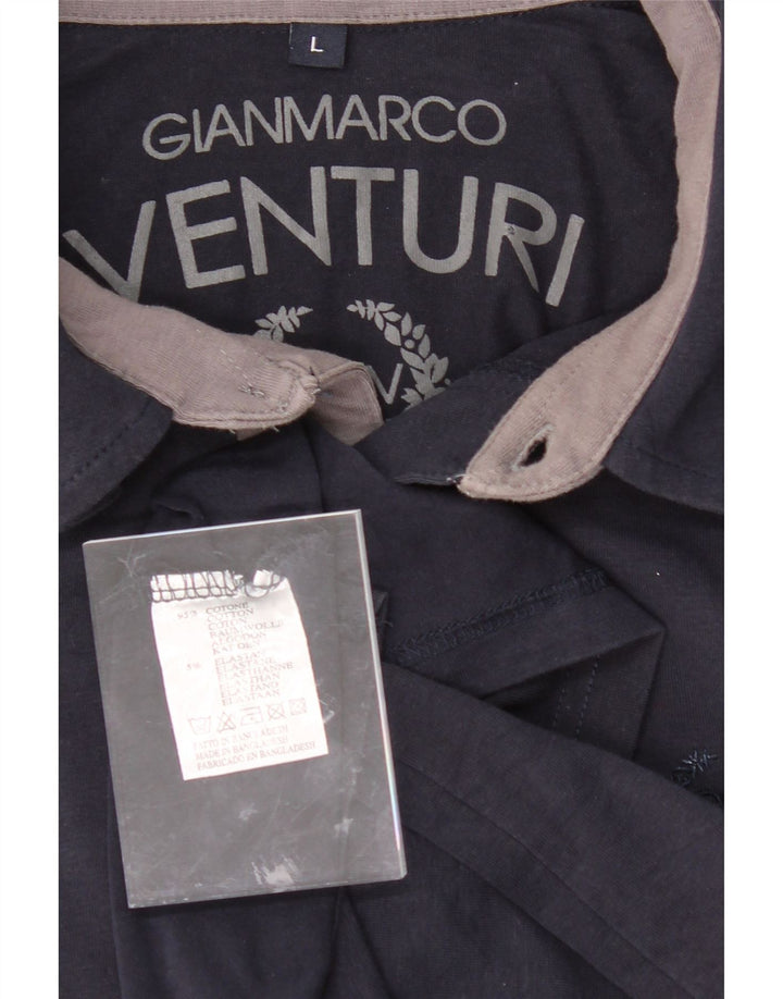 GIANMARCO VENTURI Mens Polo Shirt Large Navy Blue Cotton Vintage Gianmarco Venturi and Second-Hand Gianmarco Venturi from Messina Hembry 