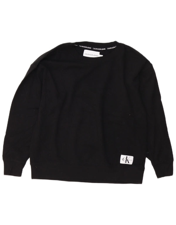 CALVIN KLEIN JEANS Womens Sweatshirt Jumper UK 14 Medium Black Cotton