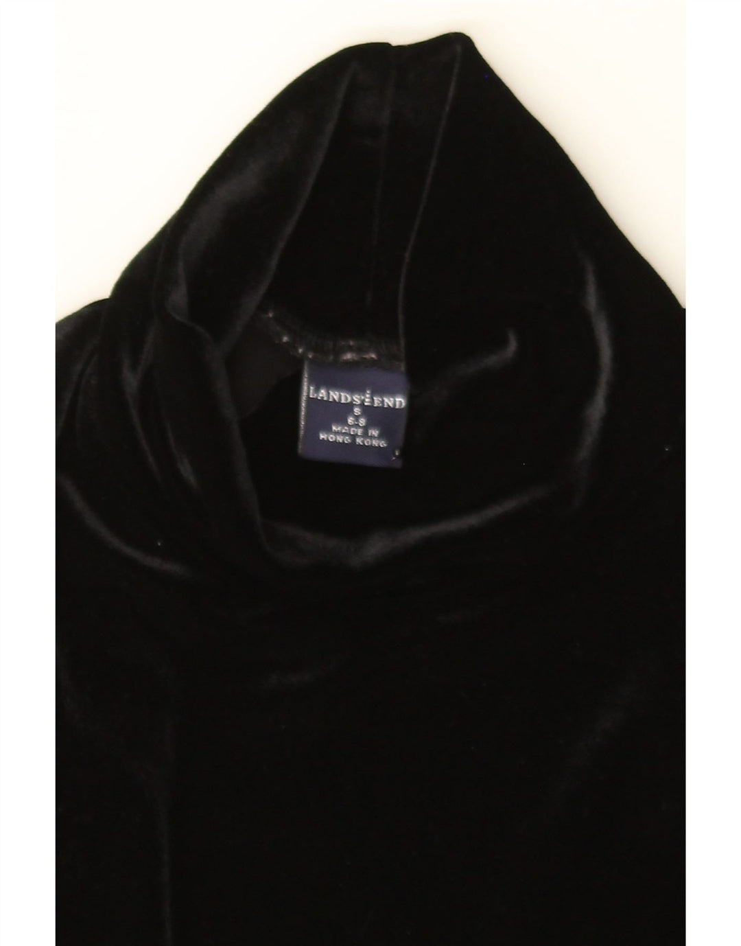 LANDS END Womens Velvet Top 3/4 Sleeve UK 6/8 Small Black Polyester Vintage Lands End and Second-Hand Lands End from Messina Hembry 