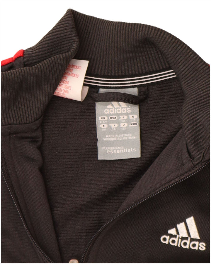 Gornja jakna od trenirke Adidas za dječake 4-5 godina, siva poliester