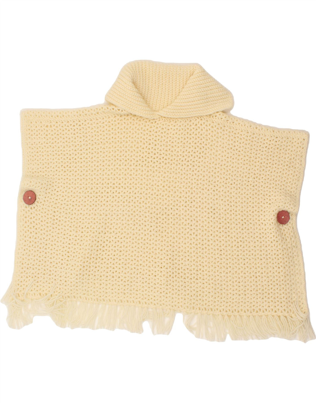 VINTAGE Womens Roll Neck Poncho Jumper One Size Beige Vintage Vintage and Second-Hand Vintage from Messina Hembry 