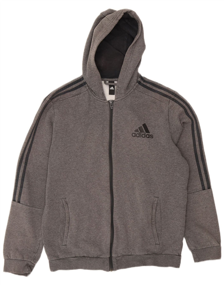 Adidas muški pulover s kapuljačom na patentni zatvarač veliki sivi pamuk