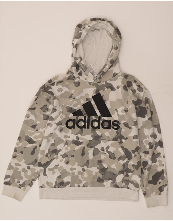 Adidas majica s kapuljačom s kapuljačom za dječake 15-16 godina XL, siva, kamuflažna, pamučna