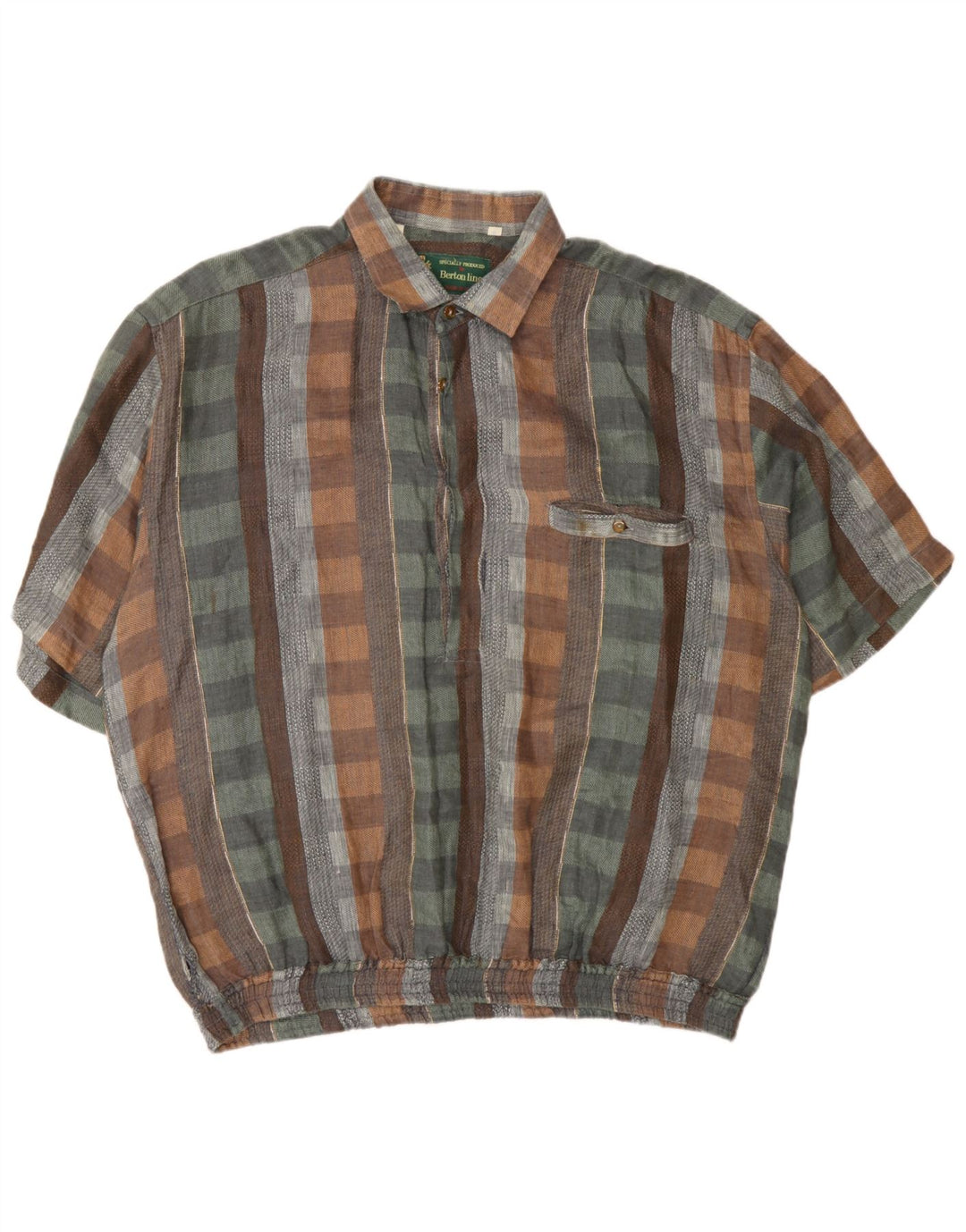 Vintage muška pulover majica kratkih rukava XL višebojno karirano platno