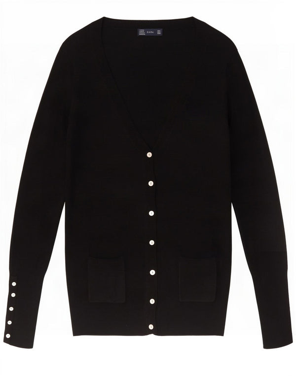 Zara ženski kardigan pulover UK 16 Large Black Rayon