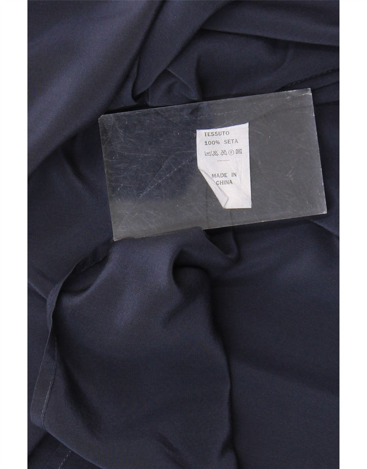 Vintage ženski gornji dio bluze bez rukava UK 20 2XL tamnoplava svila