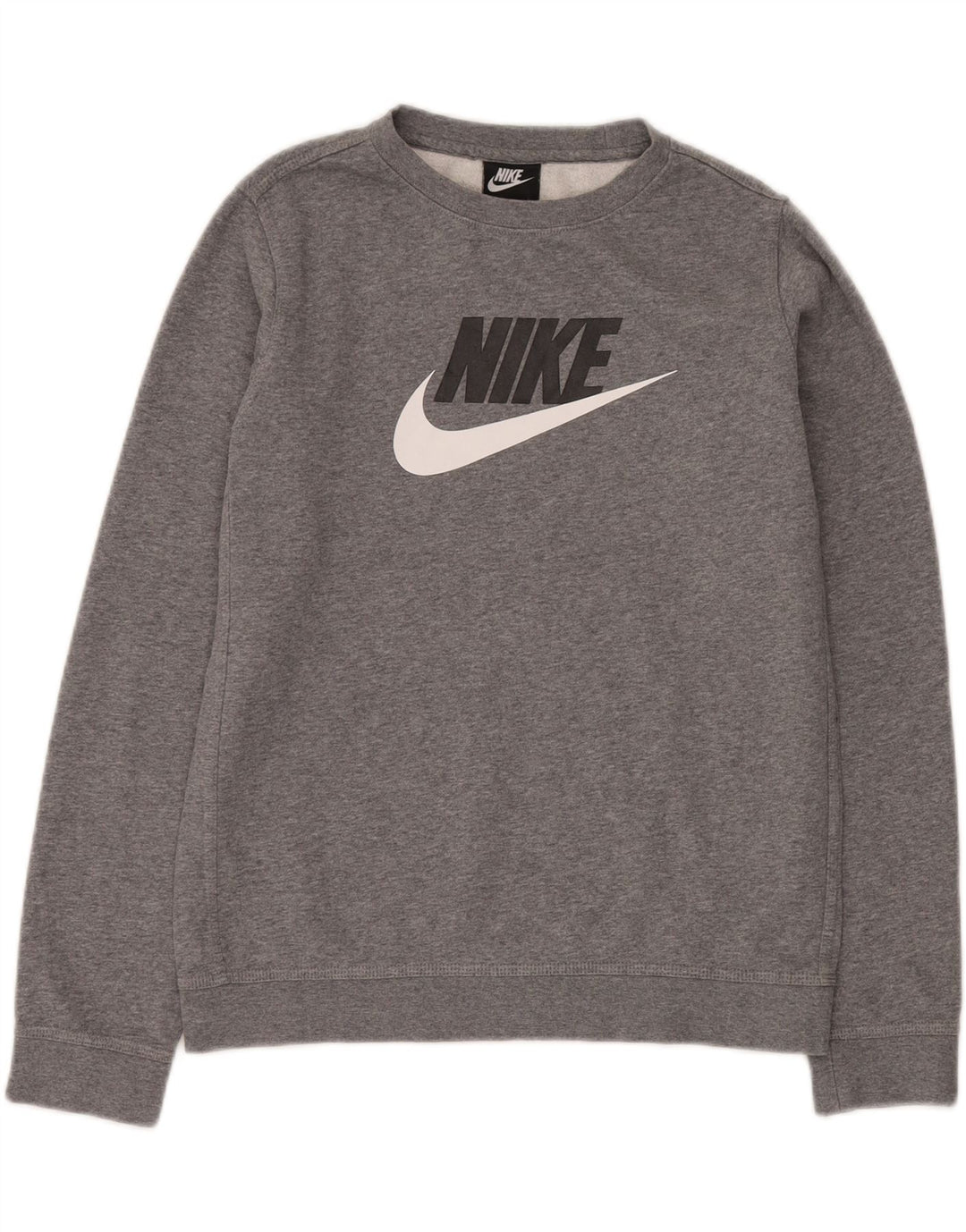 NIKE Boys Graphic Sweatshirt Džemper 13-14 Years XL Grey Flected