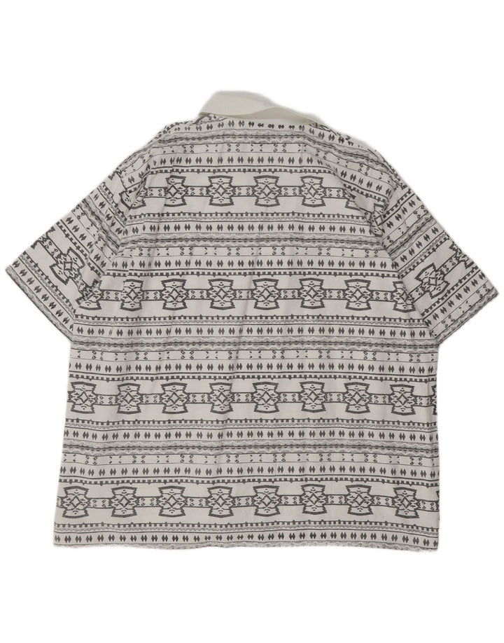 JOHN F GEE Muška pulover majica kratkih rukava 2XL bijeli geometrijski pamuk