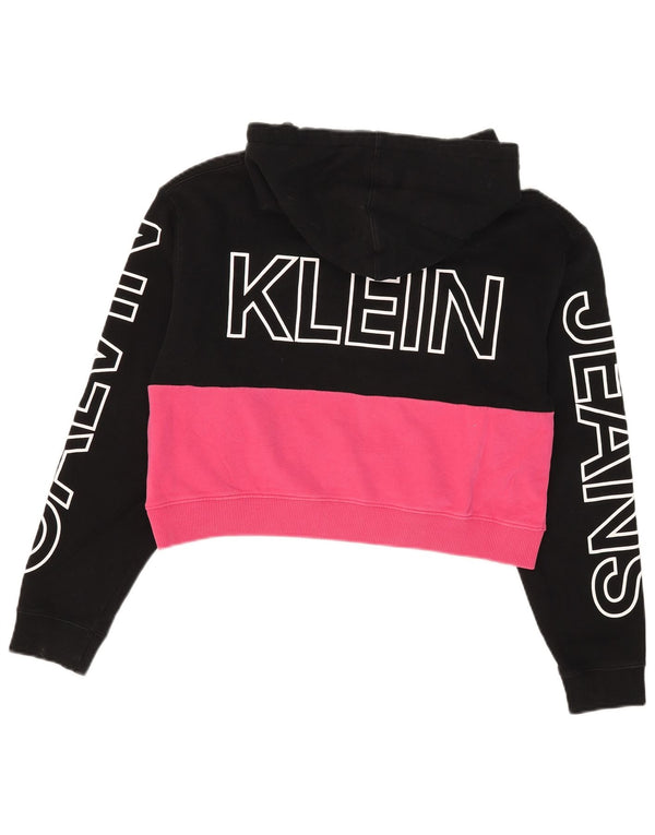 Calvin Klein Jeans Ženska prevelika kratko majica s kapuljačom UK 10 Mala crna