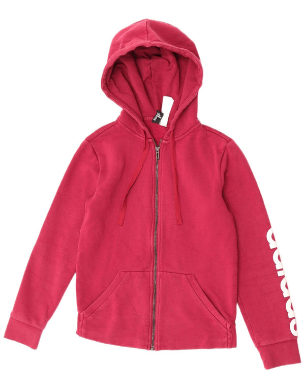Adidas ženski džemper s kapuljačom s patentnim zatvaračem UK 8/10 mali ružičasti pamuk
