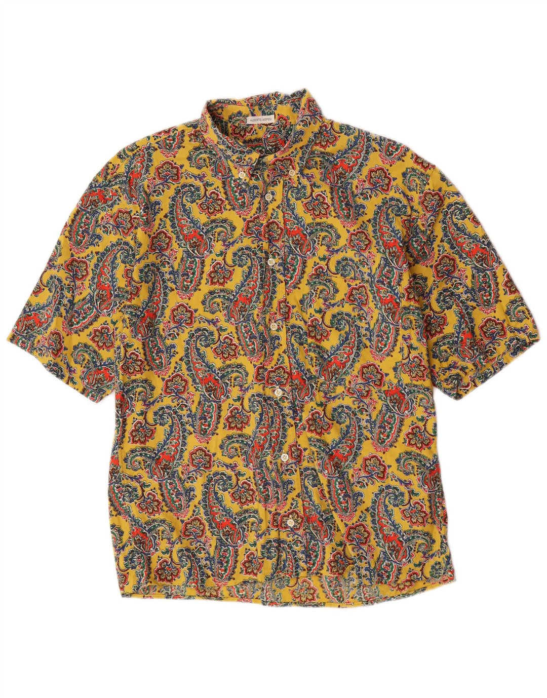 Alberto Aspesi muška košulja kratkih rukava Srednje žuti Paisley pamuk