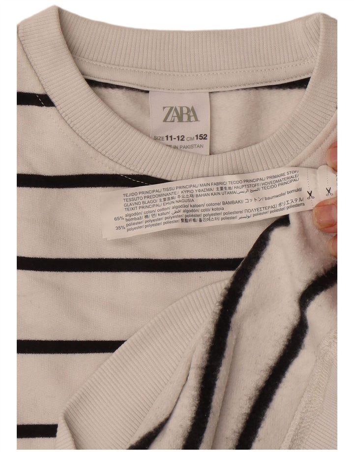 Zara Boys Sweatshirt Džemper 11-12 godina, bijeli pamuk na pruge