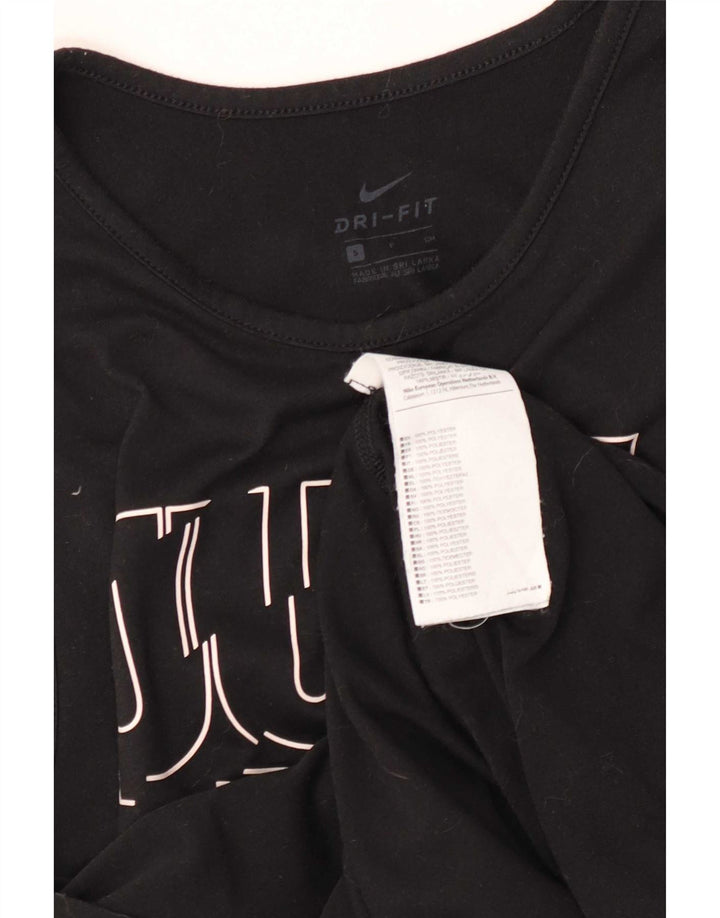 Nike Ženski Dri Fit Graphic Vest Top UK 10 Mali crni poliester