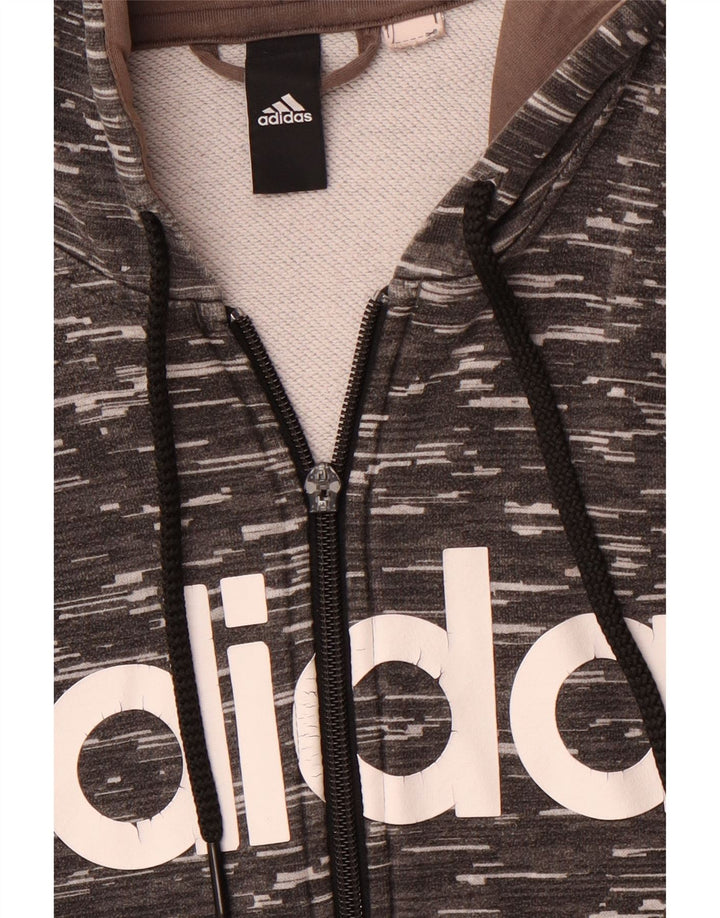 ADIDAS muški pulover s kapuljačom s patentnim zatvaračem, srednje sivi s mrljama