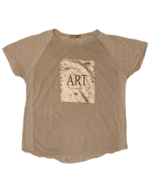 Zara ženska majica kratkih rukava s grafičkim motivima UK 10 Small Beige