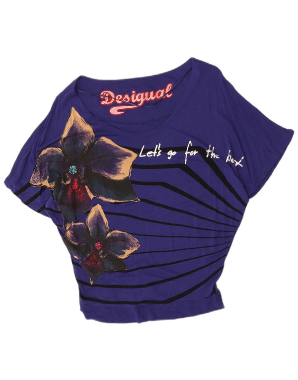 Desigual gornji dio ženske grafičke prevelike bluze UK 10 Small Purple Floral