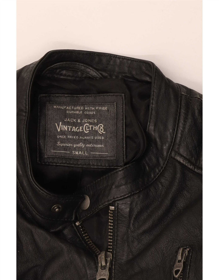 Jack & Jones muška kožna trkaća jakna UK 36 Mala crna