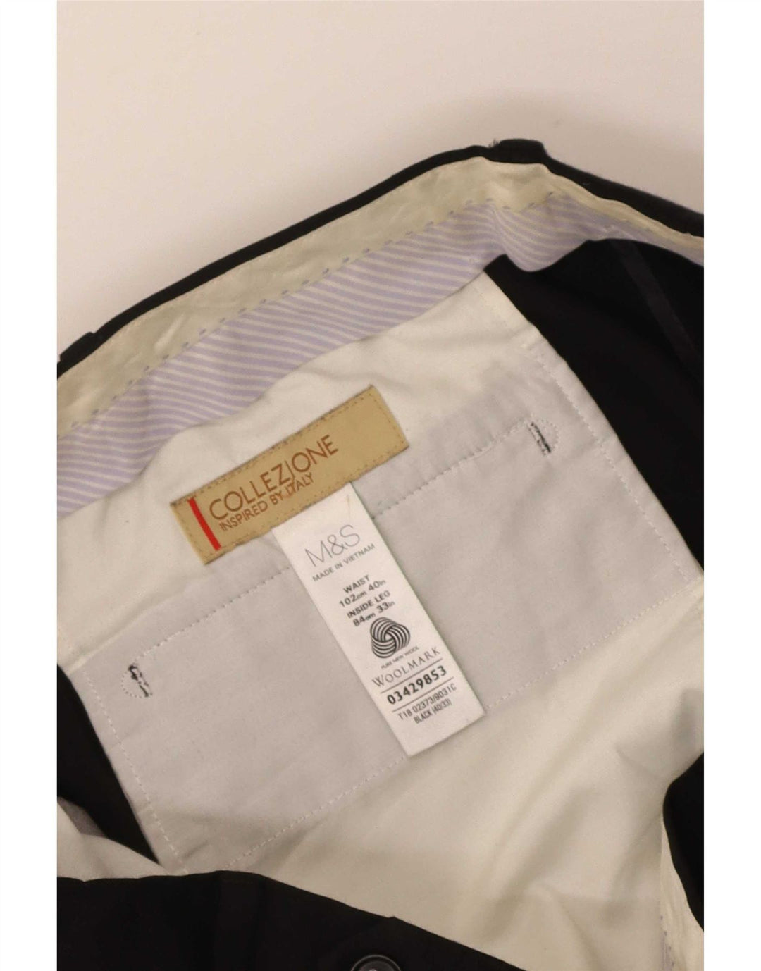 Marks & Spencer ženske hlače s štipaljkama W40 L33 crne vune
