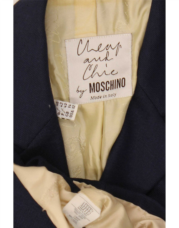 Moschino ženska jakna s kratkim rukavima s 3 gumba UK 14 Velika tamnoplava