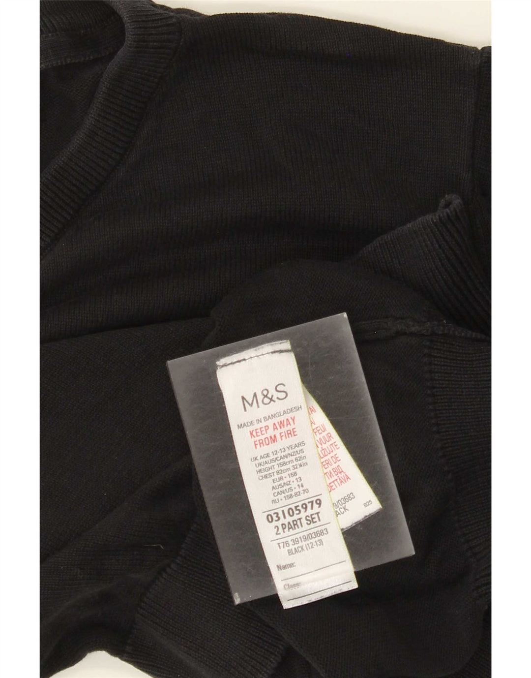 Džemper Marks & Spencer za dječake, 12-13 godina, crni pamuk