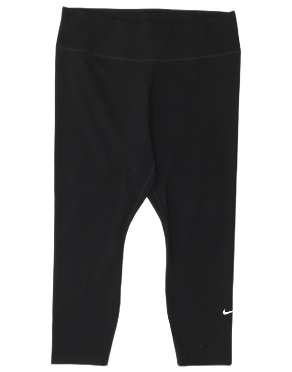 NIKE ženske Dri Fit Capri tajice UK 14 veliki crni poliester