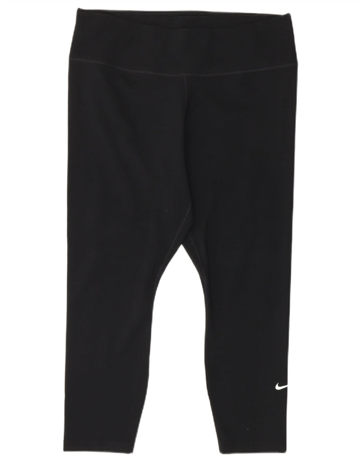 NIKE ženske Dri Fit Capri tajice UK 14 veliki crni poliester