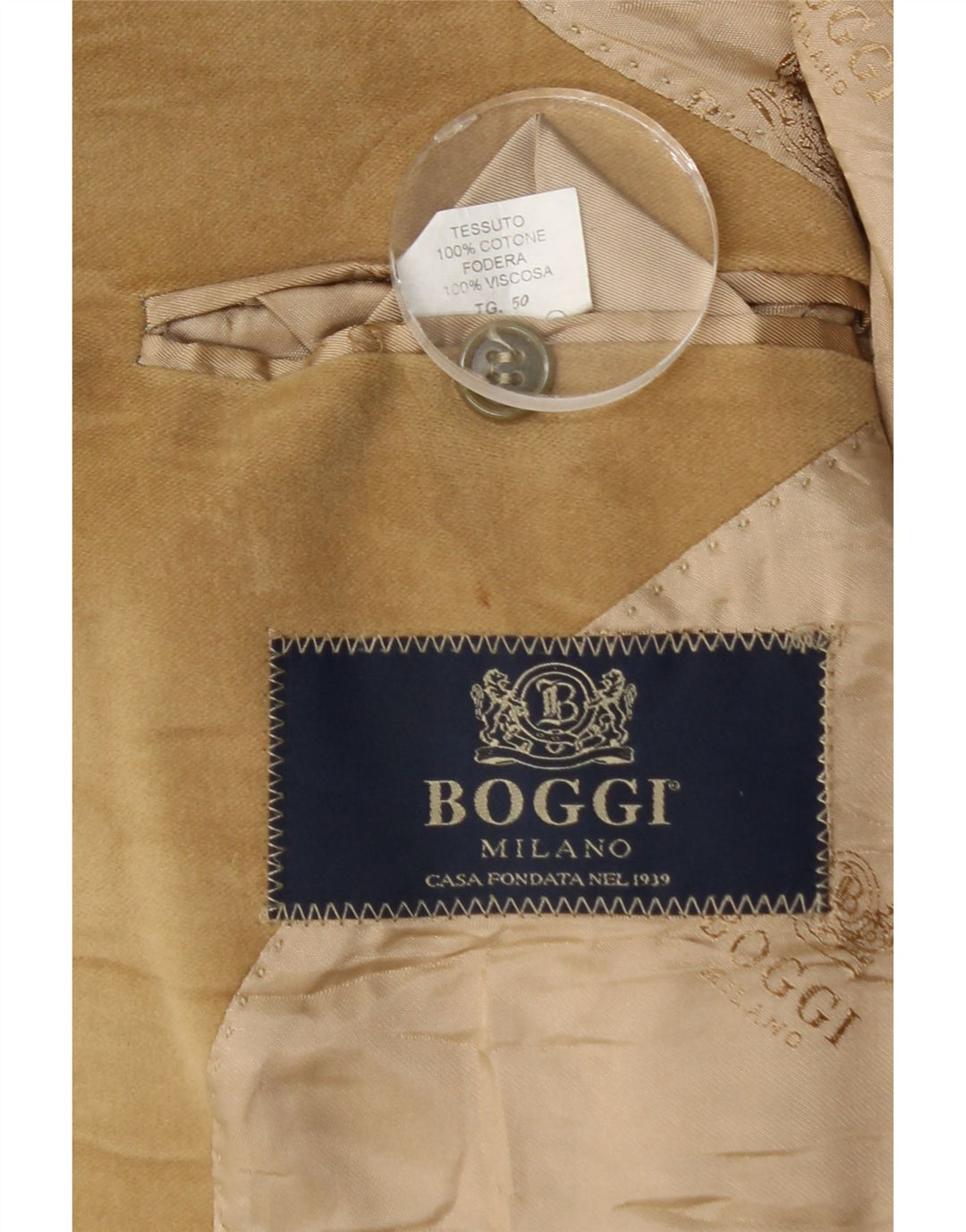 Boggi muška jakna sa 3 gumba IT 50 Large Beige Cotton