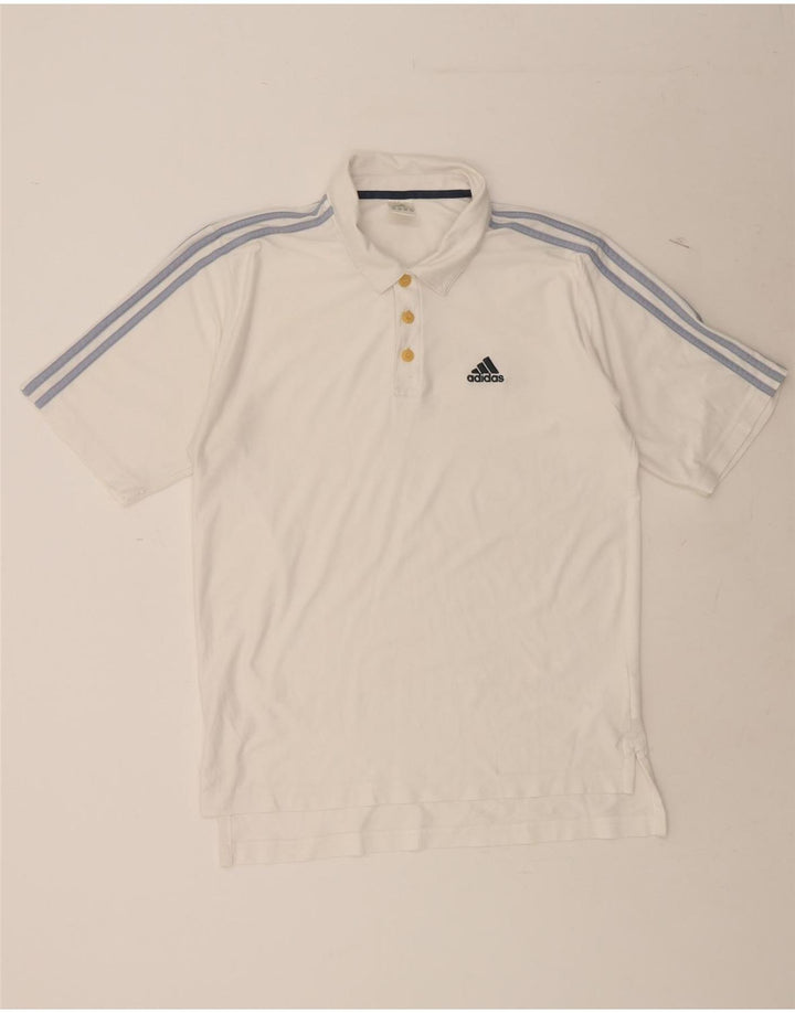 ADIDAS Mens Polo Shirt UK 40/42 Medium White Polyester Vintage Adidas and Second-Hand Adidas from Messina Hembry 