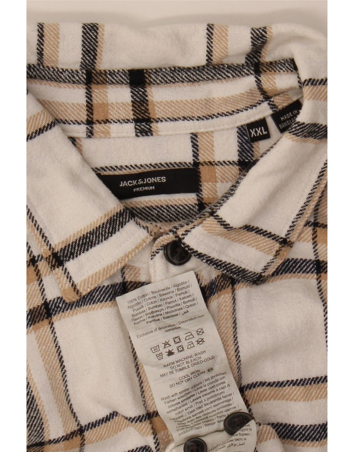 Jack & Jones muška košulja od flanela 2XL bijeli pamuk na karu