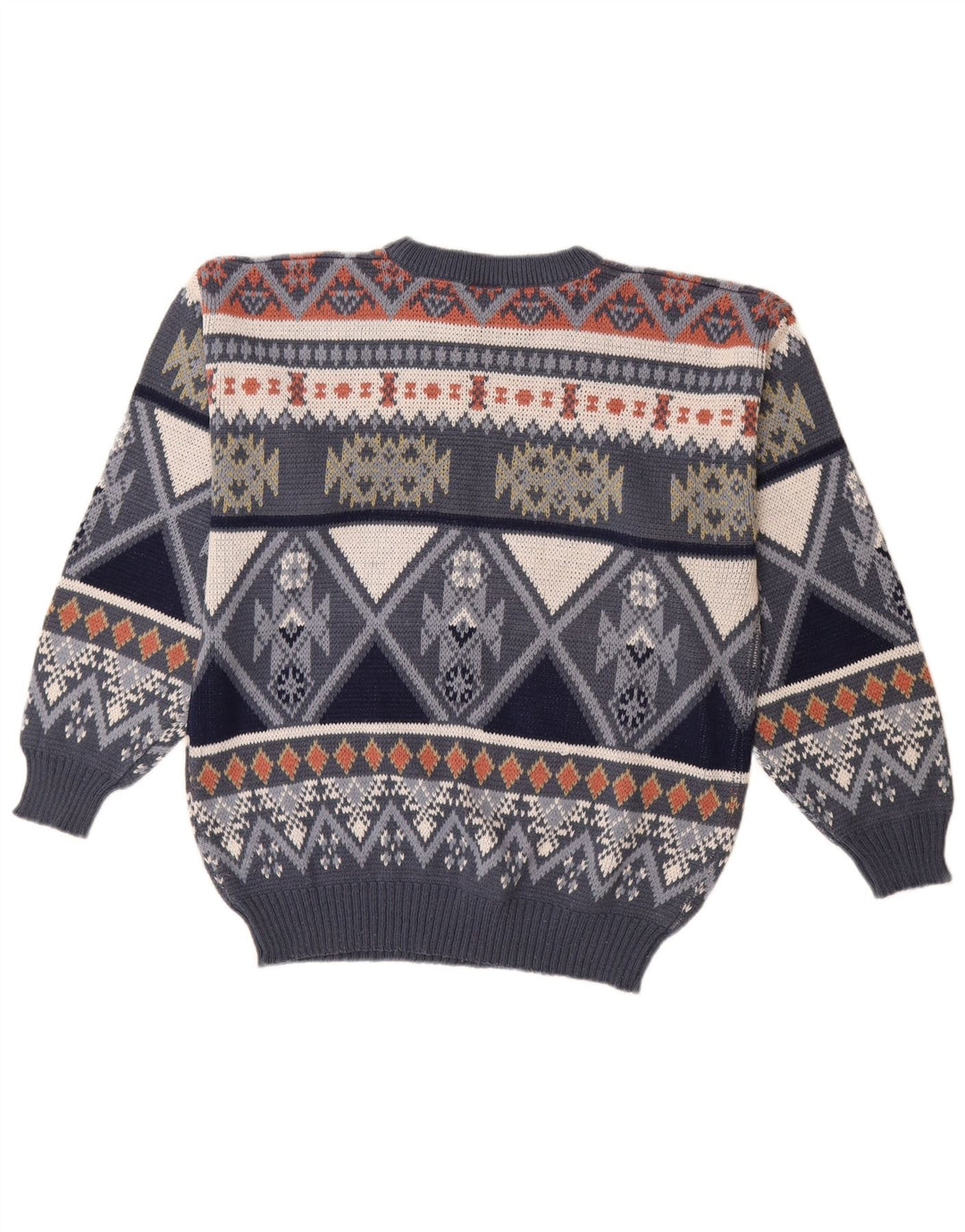 VINTAGE muški džemper s okruglim izrezom IT 48/50 Srednje tamnoplavi Fair Isle