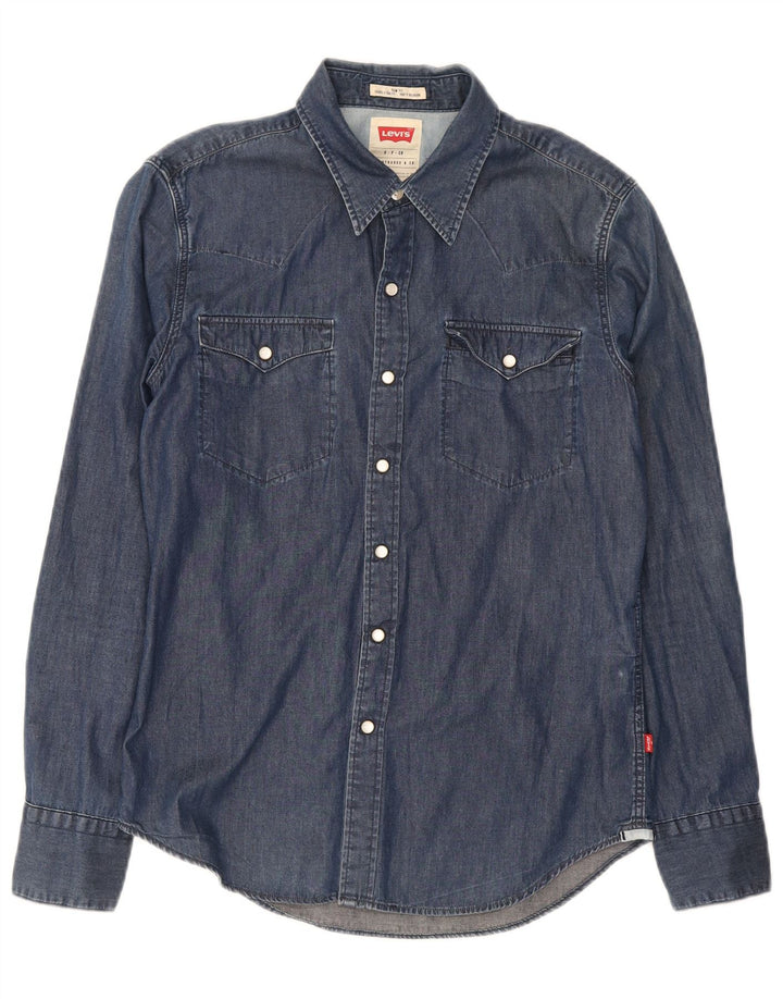 Levi's muška uska traper košulja, mala tamnoplava pamučna