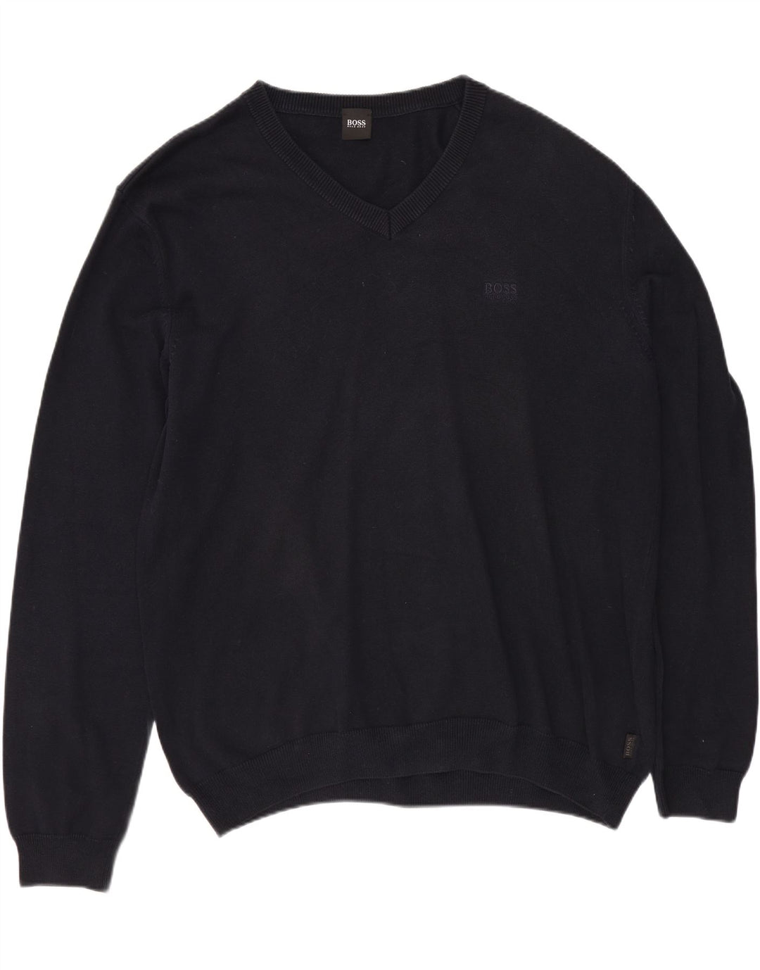 HUGO BOSS Muški džemper s V-izrezom XL tamnoplavi pamuk