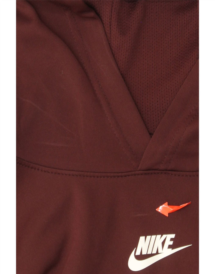 NIKE Boys Graphic Hoodie Džemper 12-13 Years Large Burgundy Colourblock