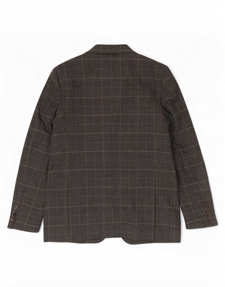 Zara ženski sako sa 2 gumba UK 10 mali sivi poliester u obliku houndstooth-a