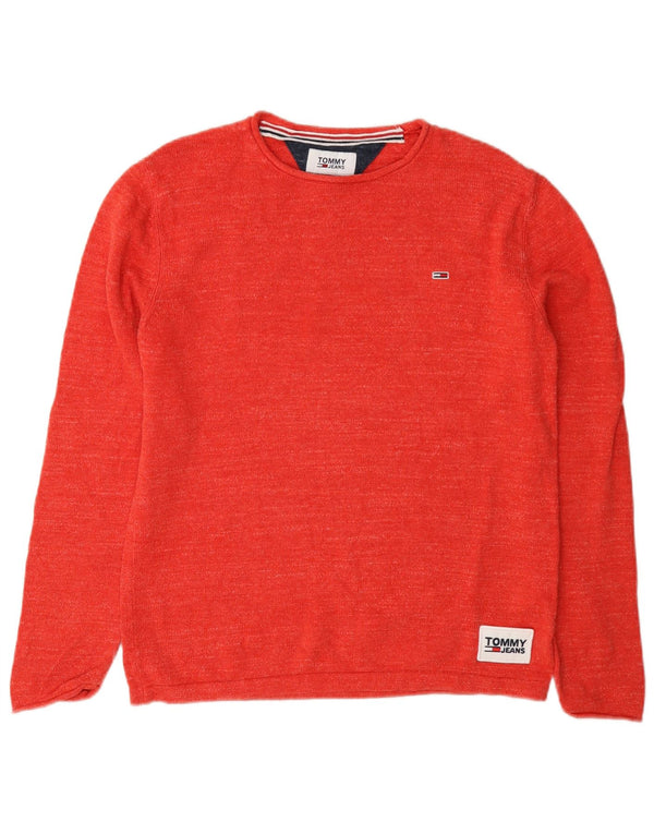 Tommy Hilfiger ženski pulover s velikim veznim izrezom UK 6 XS, crveni pamuk