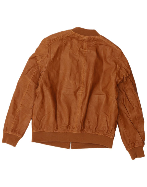 Zara Boys Leather Jacket 13-14 Years Brown Leather