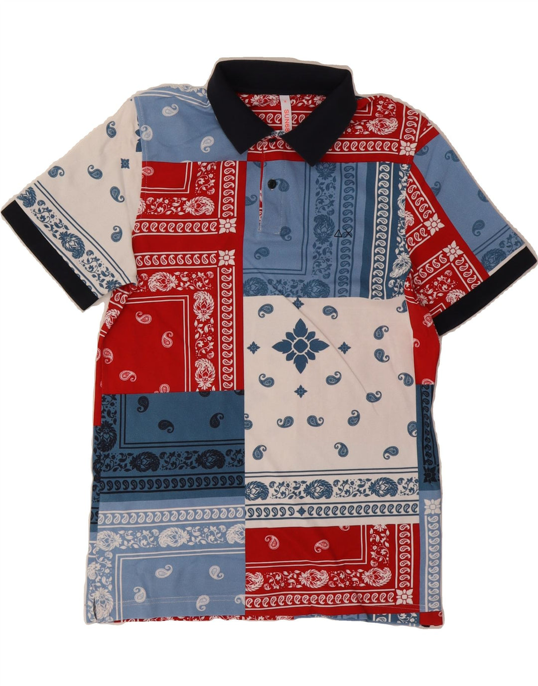 SUN68 Mens Polo Shirt Medium Multicoloured Paisley Cotton Vintage Sun68 and Second-Hand Sun68 from Messina Hembry 