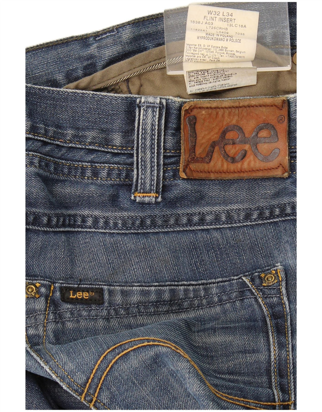 Lee Mens Flint Insert Straight Jeans W32 L34 Plavi pamuk
